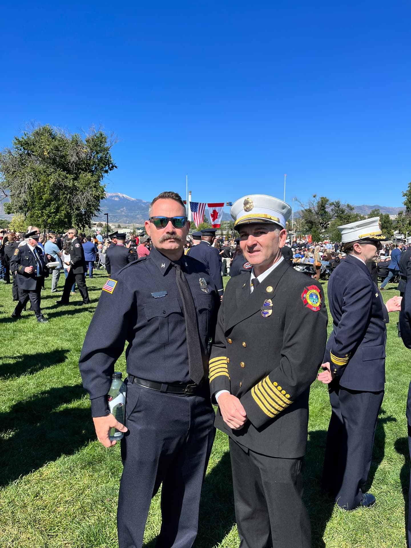 Glendale fire officers at a firefighter memorial ceremony